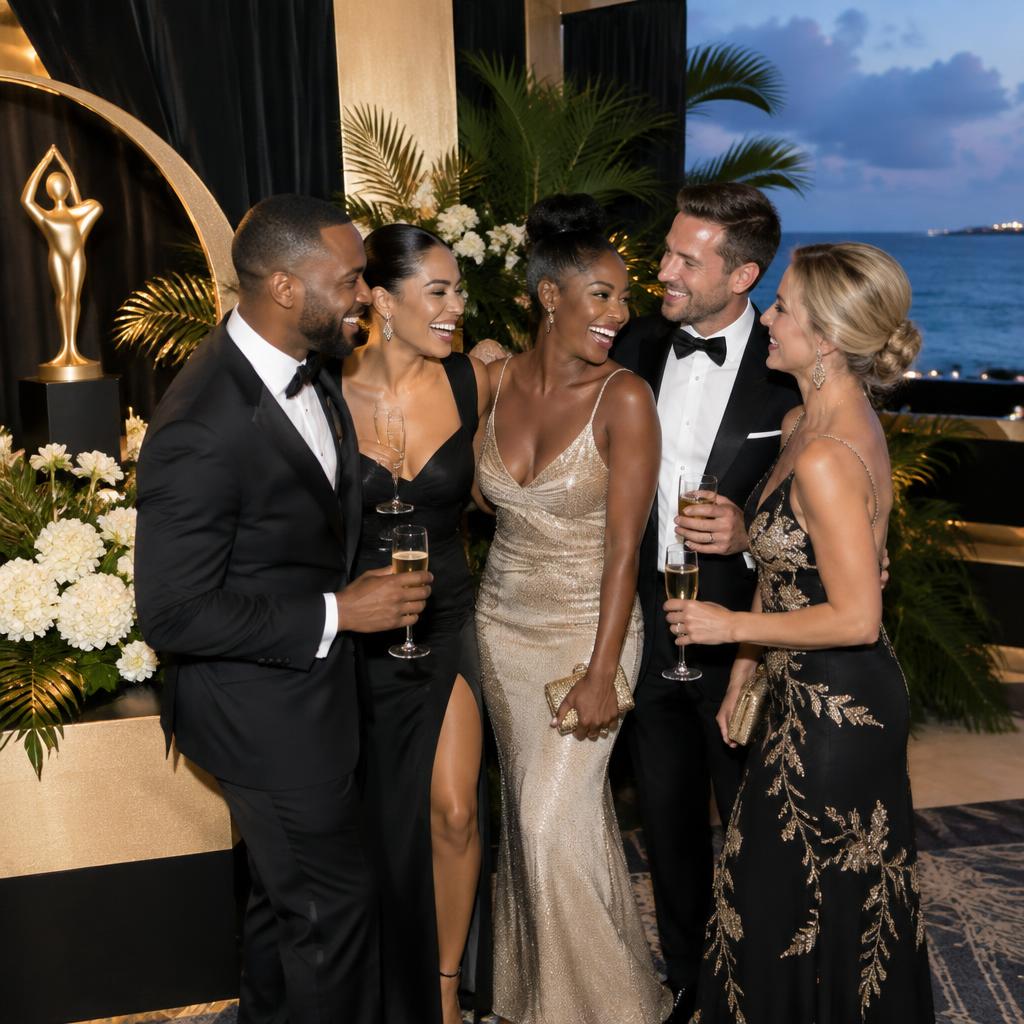 Black-tie gala guests at an awards reception